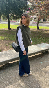 Pull mohair sans-manches Kaki